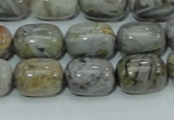 CAB73 15.5 inches 12*16mm egg-shaped silver needle agate beads