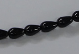 CAB733 15.5 inches 7*10mm teardrop black agate gemstone beads