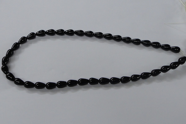 CAB733 15.5 inches 7*10mm teardrop black agate gemstone beads