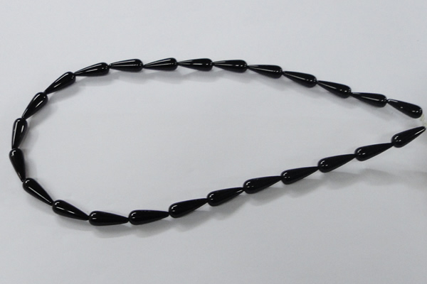 CAB734 15.5 inches 6*16mm teardrop black agate gemstone beads