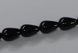 CAB735 15.5 inches 8*12mm teardrop black agate gemstone beads