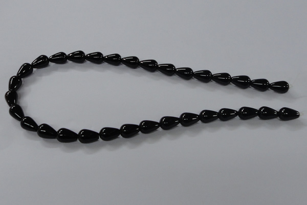 CAB735 15.5 inches 8*12mm teardrop black agate gemstone beads