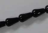 CAB736 15.5 inches 8*14mm teardrop black agate gemstone beads