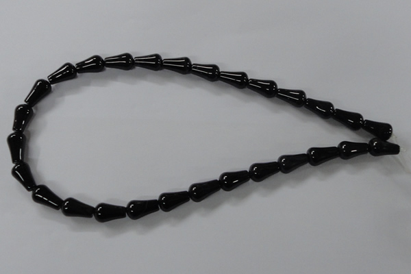 CAB736 15.5 inches 8*14mm teardrop black agate gemstone beads