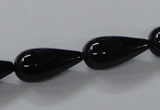 CAB739 15.5 inches 10*22mm teardrop black agate gemstone beads