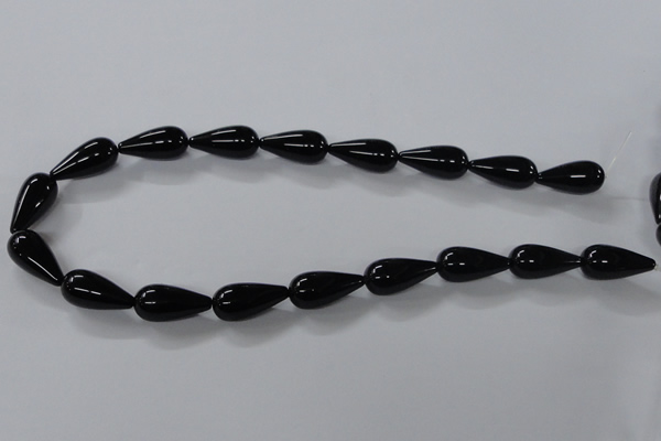 CAB739 15.5 inches 10*22mm teardrop black agate gemstone beads