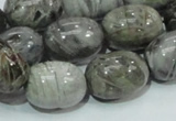 CAB74 15.5 inches 15*20mm egg-shaped silver needle agate beads