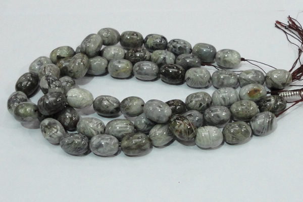 CAB74 15.5 inches 15*20mm egg-shaped silver needle agate beads