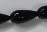 CAB741 15.5 inches 12*30mm teardrop black agate gemstone beads