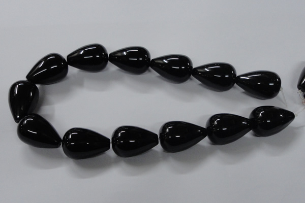 CAB743 15.5 inches 20*30mm teardrop black agate gemstone beads