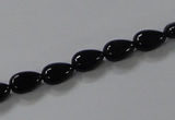 CAB744 15.5 inches 6*8mm flat teardrop black agate gemstone beads