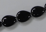 CAB746 15.5 inches 12*16mm flat teardrop black agate gemstone beads