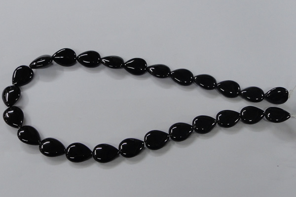 CAB746 15.5 inches 12*16mm flat teardrop black agate gemstone beads