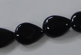 CAB747 15.5 inches 13*18mm flat teardrop black agate gemstone beads