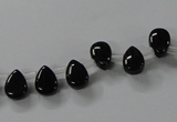 CAB752 15.5 inches 6*8mm top-drilled flat teardrop black agate beads