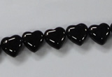 CAB755 15.5 inches 10*10mm top-drilled heart black agate beads