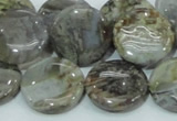 CAB76 15.5 inches 20mm flat round silver needle agate gemstone beads