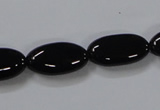 CAB760 15.5 inches 10*20mm oval black agate gemstone beads wholesale