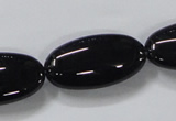 CAB763 15.5 inches 15*30mm oval black agate gemstone beads wholesale