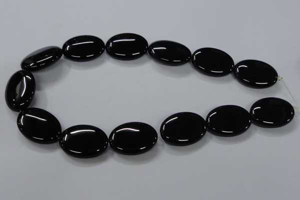 CAB764 15.5 inches 22*30mm oval black agate gemstone beads wholesale