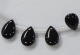 CAB771 15.5 inches 9*13mm top-drilled flat teardrop black agate beads