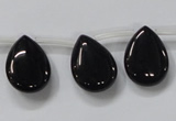 CAB772 15.5 inches 15*20mm top-drilled flat teardrop black agate beads