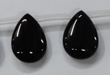 CAB773 15.5 inches 18*25mm top-drilled flat teardrop black agate beads