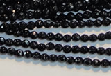 CAB781 15.5 inches 3mm faceted round black agate gemstone beads