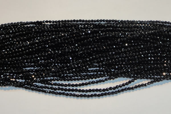 CAB781 15.5 inches 3mm faceted round black agate gemstone beads