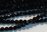 CAB782 15.5 inches 4mm faceted round black agate gemstone beads