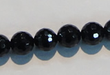 CAB784 15.5 inches 12mm faceted round black agate gemstone beads