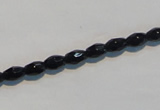 CAB789 15.5 inches 4*6mm faceted rice black agate gemstone beads