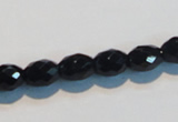 CAB790 15.5 inches 8*10mm faceted rice black agate gemstone beads