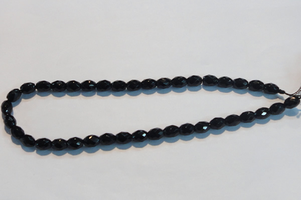 CAB790 15.5 inches 8*10mm faceted rice black agate gemstone beads