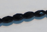 CAB791 15.5 inches 8*12mm faceted rice black agate gemstone beads