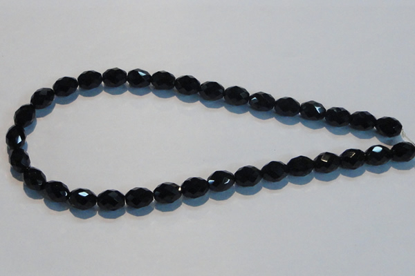 CAB792 15.5 inches 9*12mm faceted rice black agate gemstone beads