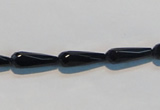 CAB798 15.5 inches 5*16mm faceted teardrop black gemstone agate beads