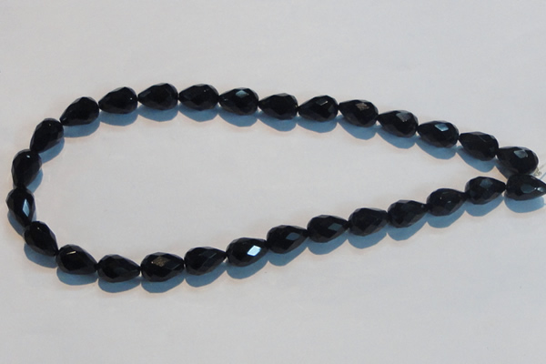 CAB799 15.5 inches 9*14mm faceted teardrop black gemstone agate beads