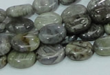 CAB80 15.5 inches 10*14mm oval silver needle agate gemstone beads