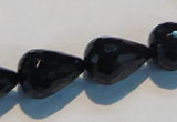 CAB800 15.5 inches 14*20mm faceted teardrop black gemstone agate beads