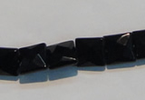 CAB801 15.5 inches 10*10mm faceted square black gemstone agate beads