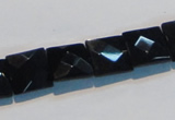 CAB802 15.5 inches 12*12mm faceted square black gemstone agate beads