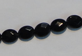 CAB806 15.5 inches 8*10mm faceted oval black gemstone agate beads