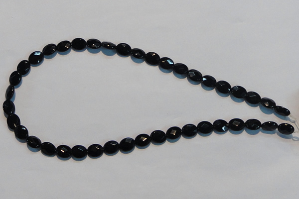 CAB806 15.5 inches 8*10mm faceted oval black gemstone agate beads