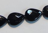 CAB813 15.5 inches 13*18mm faceted & flat teardrop black agate beads