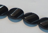 CAB815 15.5 inches 13*18mm faceted & twisted oval black agate beads