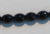 CAB817 15.5 inches 10*12mm faceted rice black agate gemstone beads