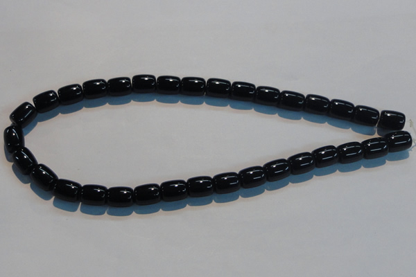 CAB819 15.5 inches 10*12mm drum black agate gemstone beads wholesale