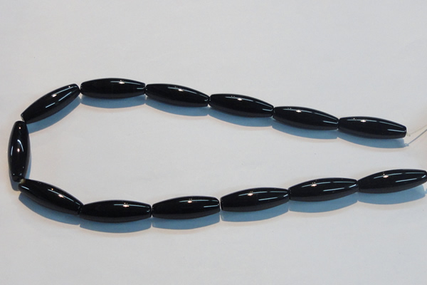 CAB821 15.5 inches 10*30mm rice black agate gemstone beads wholesale