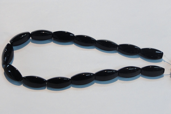 CAB822 15.5 inches 12*24mm rice black agate gemstone beads wholesale